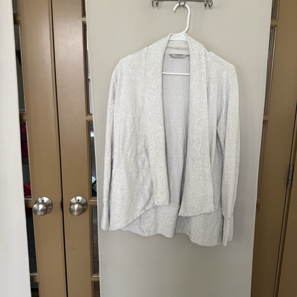 Athleta Womens Small Light Grey Heather Pranayama Restore Wrap Cardigan